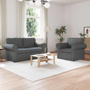vidaXL Sofa 2 pcs Light Grey 155 x 82 x 80 cm Fabric