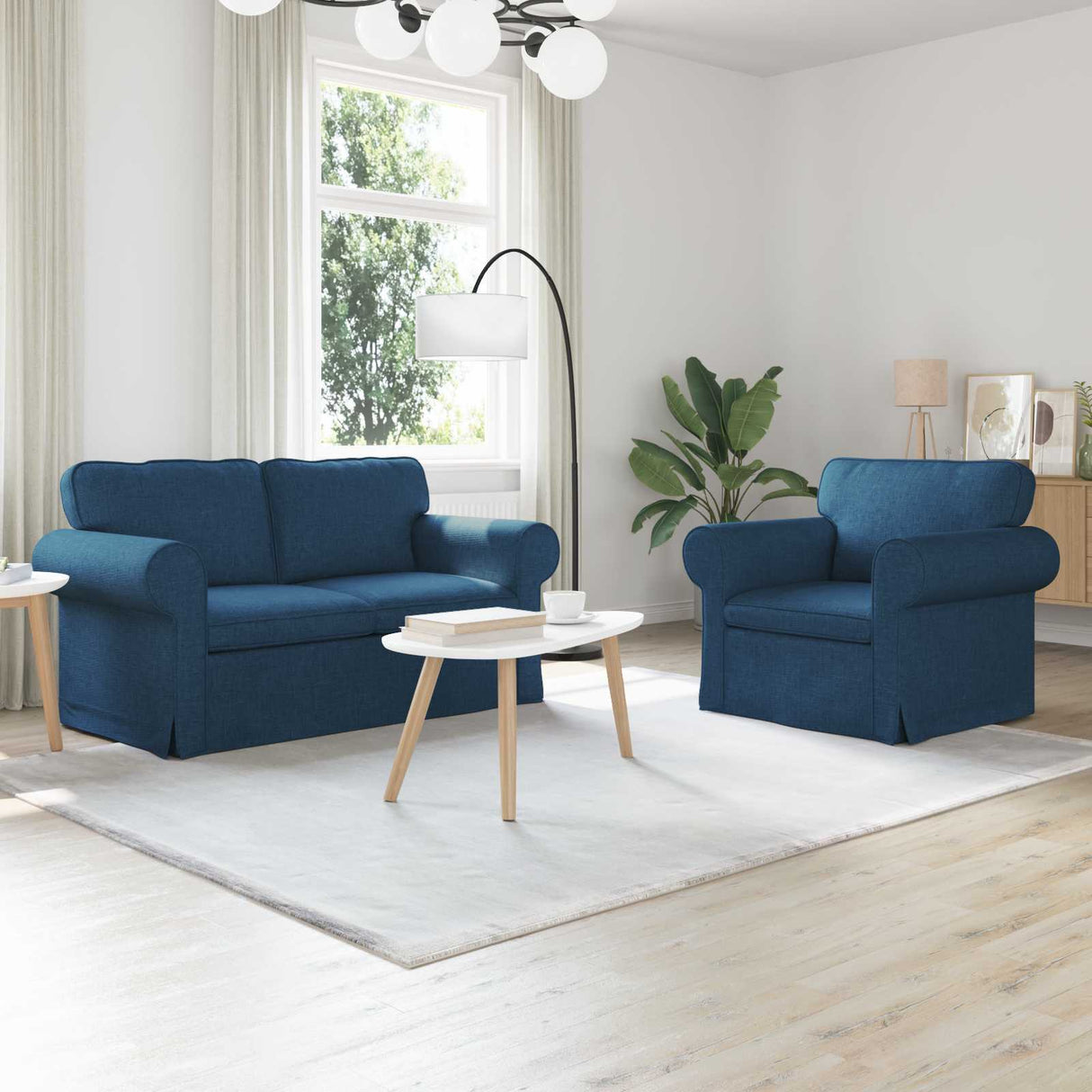 vidaXL Sofa 2 pcs Light Grey 155 x 82 x 80 cm Fabric