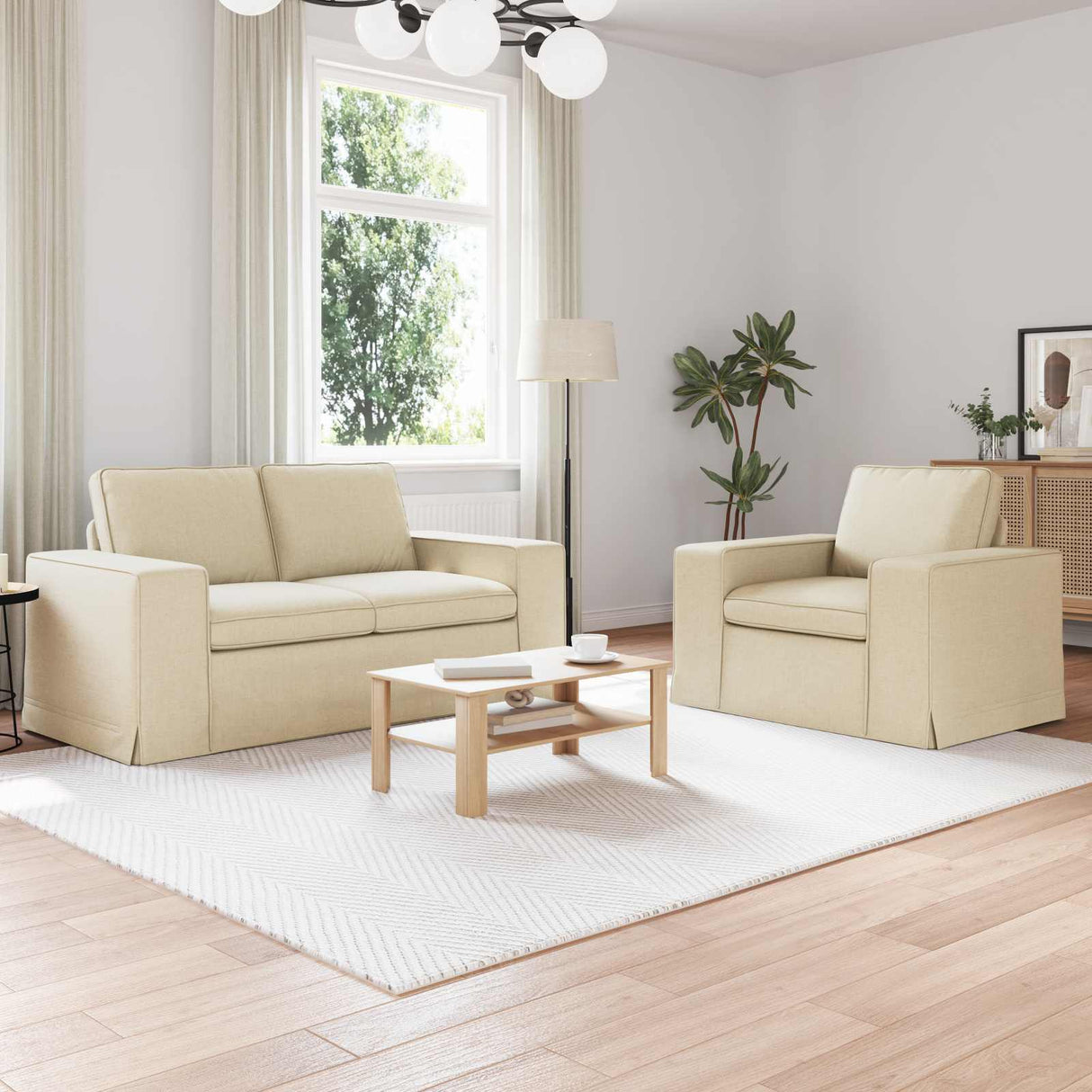 vidaXL Sofa 2 pcs Light grey 182 x 80 x 82 cm Fabric