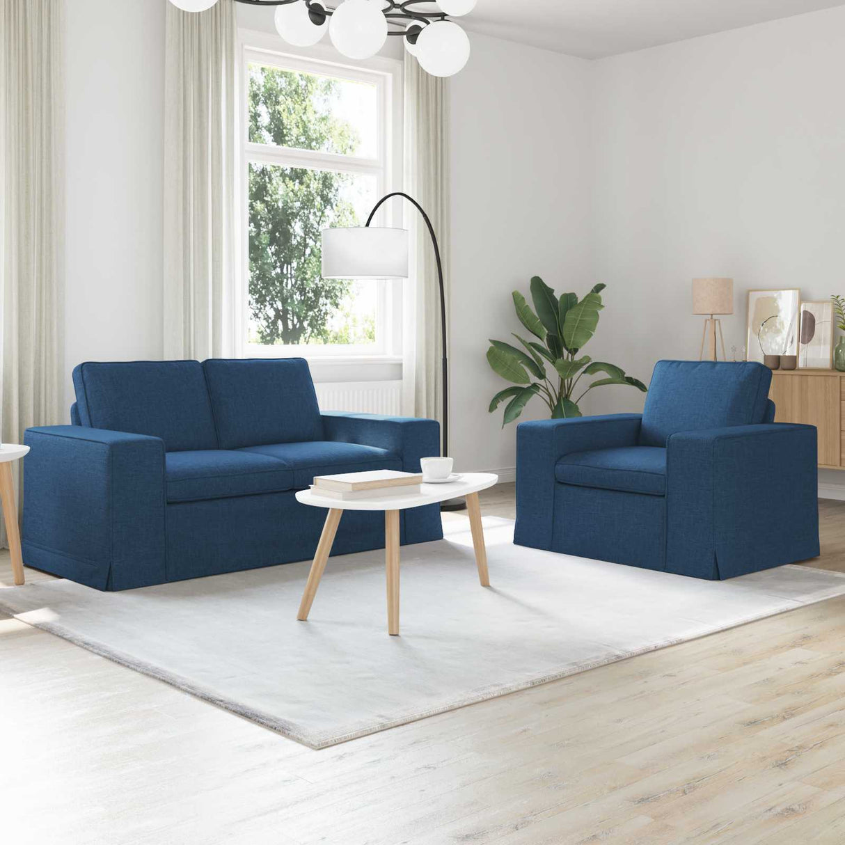 vidaXL Sofa 2 pcs Light grey 182 x 80 x 82 cm Fabric