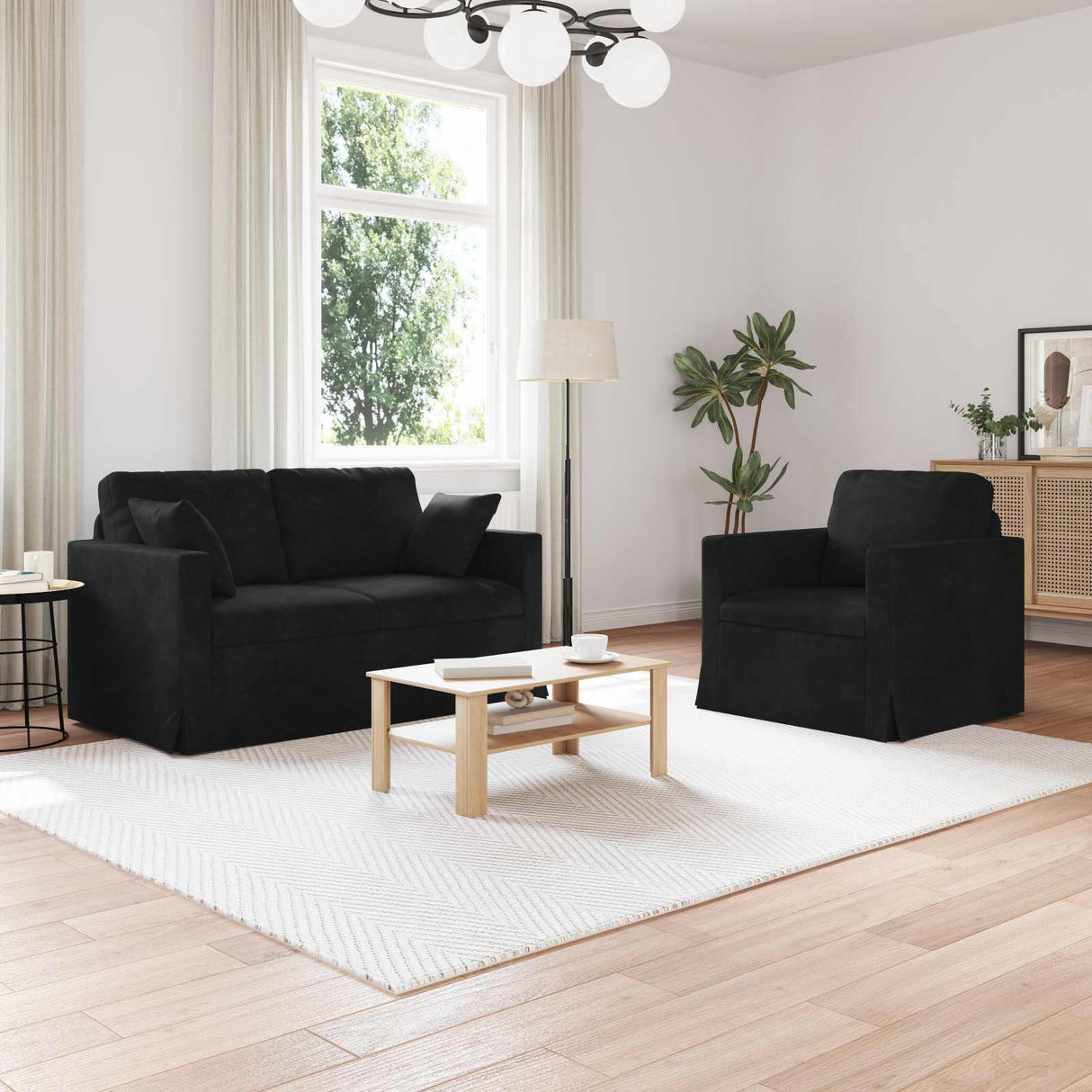 vidaXL Bankstel 2 pcs Lichtgrijs 138 x 78 x 80 cm Fluweel