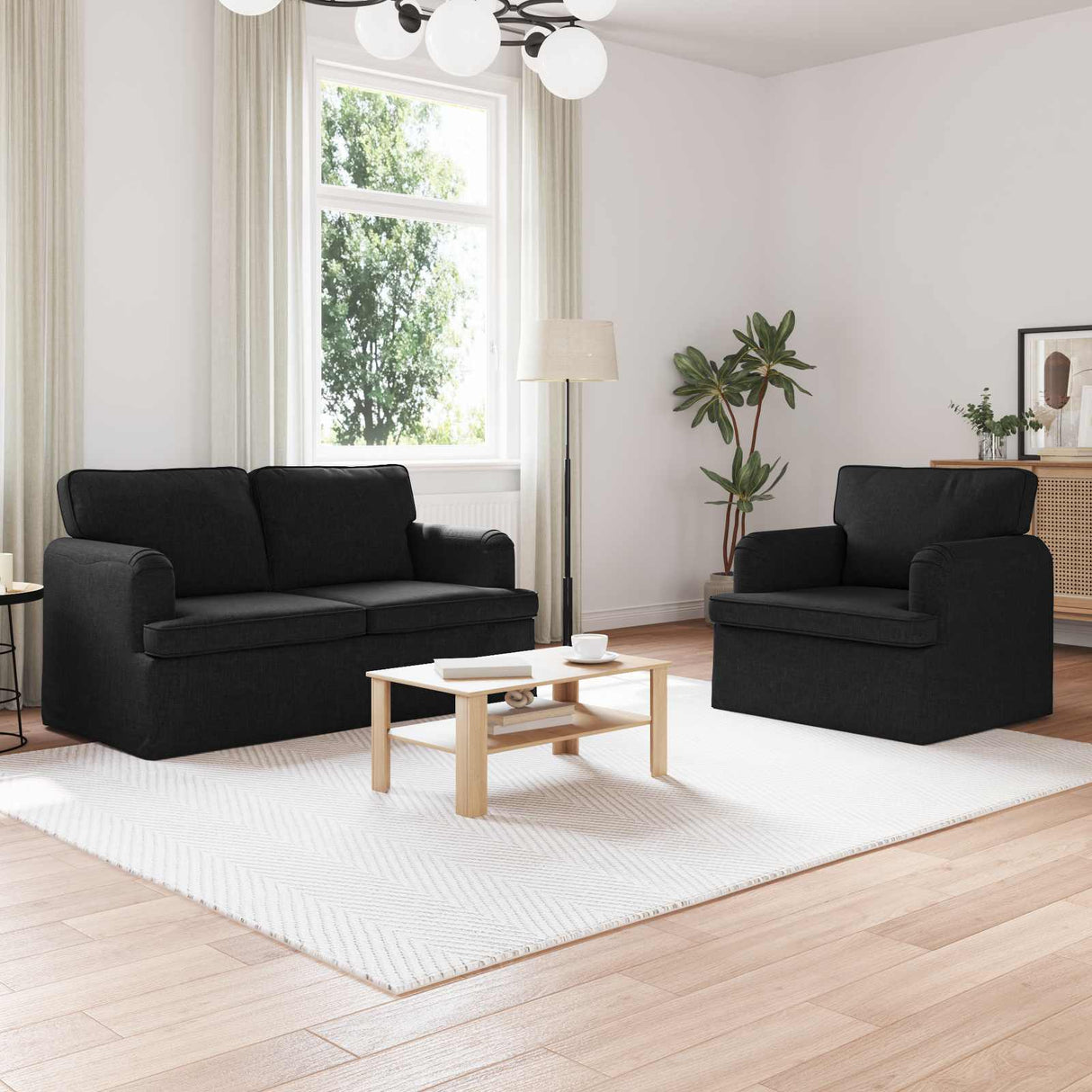 vidaXL Bank 2 pcs Lichtgrijs 144 x 80 x 85 cm Stof