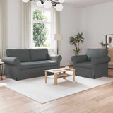 vidaXL Sofa 2 pcs Light Grey 155 x 82 x 80 cm Fabric