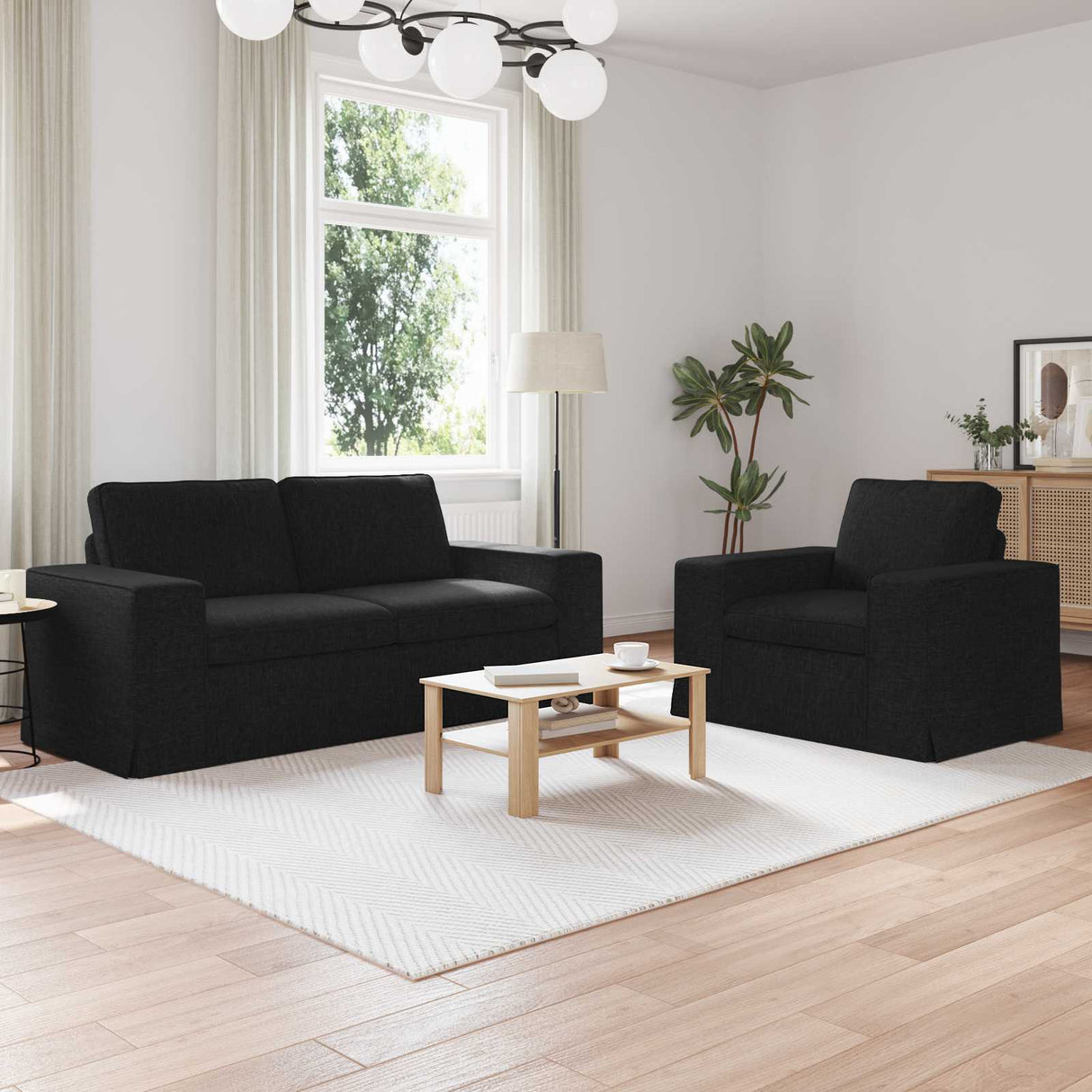 vidaXL Sofa 2 pcs Light grey 182 x 80 x 82 cm Fabric