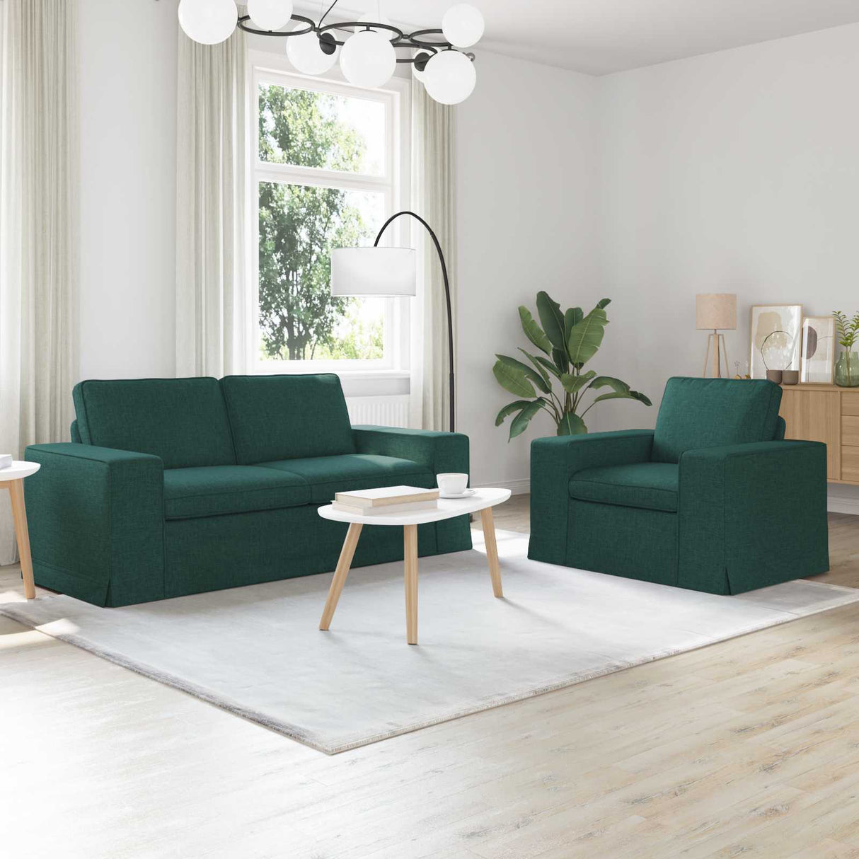vidaXL Sofa 2 pcs Light grey 182 x 80 x 82 cm Fabric