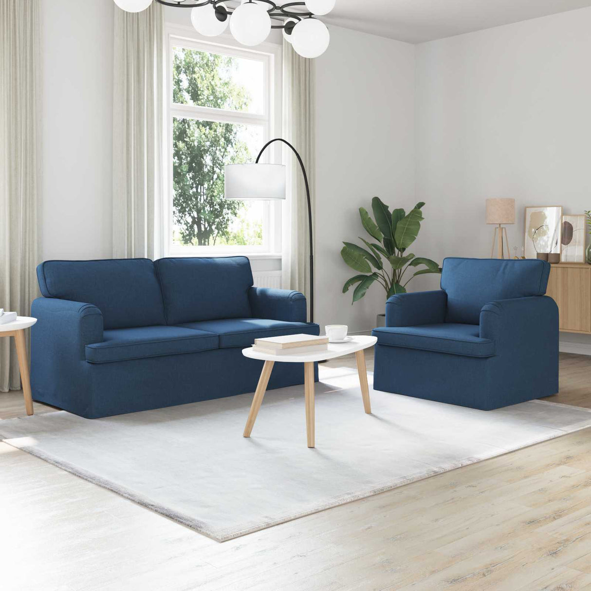 vidaXL Bank 2 pcs Lichtgrijs 144 x 80 x 85 cm Stof