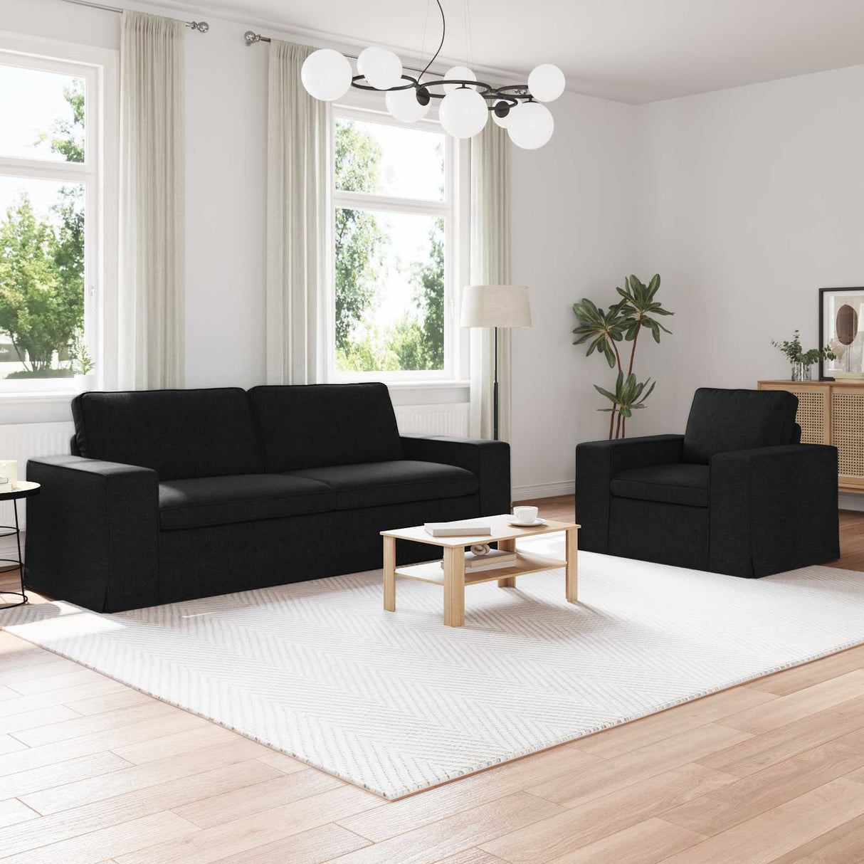 vidaXL Sofa 2 pcs Light grey 182 x 80 x 82 cm Fabric