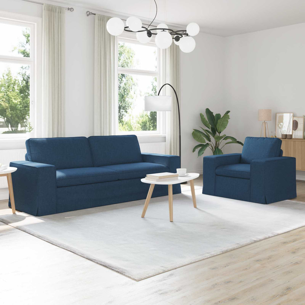 vidaXL Sofa 2 pcs Light grey 182 x 80 x 82 cm Fabric