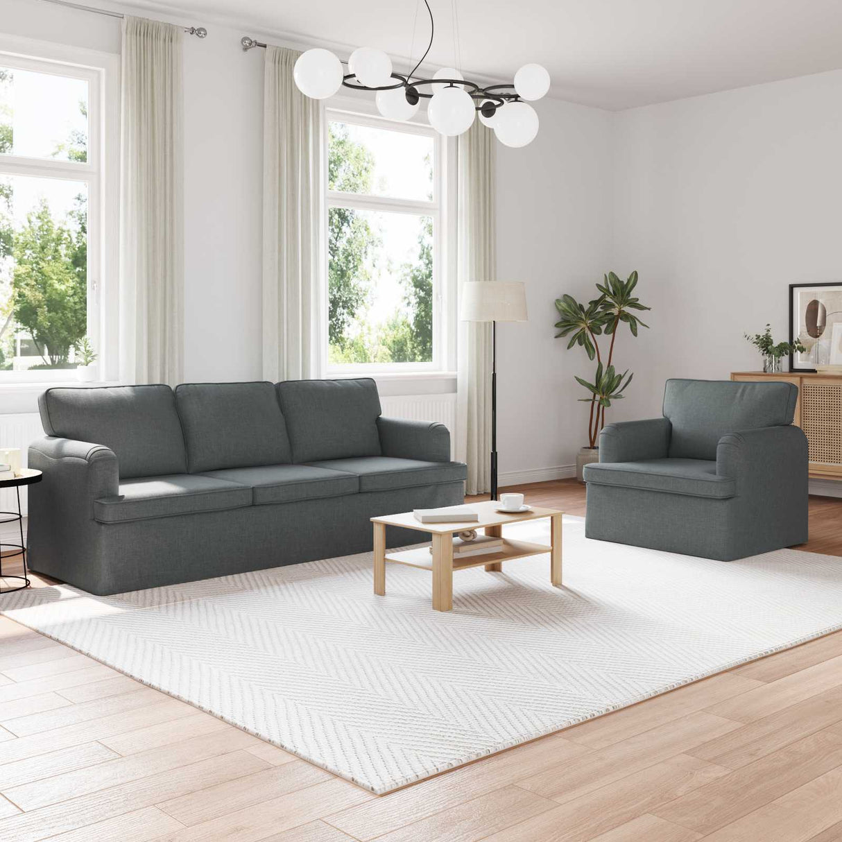 vidaXL Bank 2 pcs Lichtgrijs 144 x 80 x 85 cm Stof