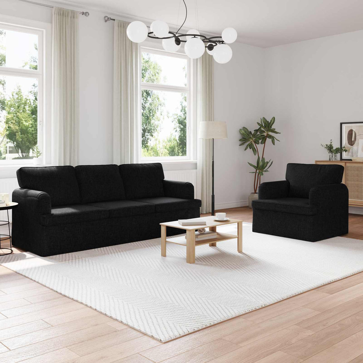 vidaXL Bank 2 pcs Lichtgrijs 144 x 80 x 85 cm Stof