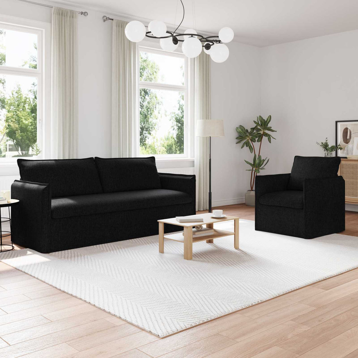 vidaXL Bank 2 pcs Lichtgrijs 136 x 82 x 85 cm Stof