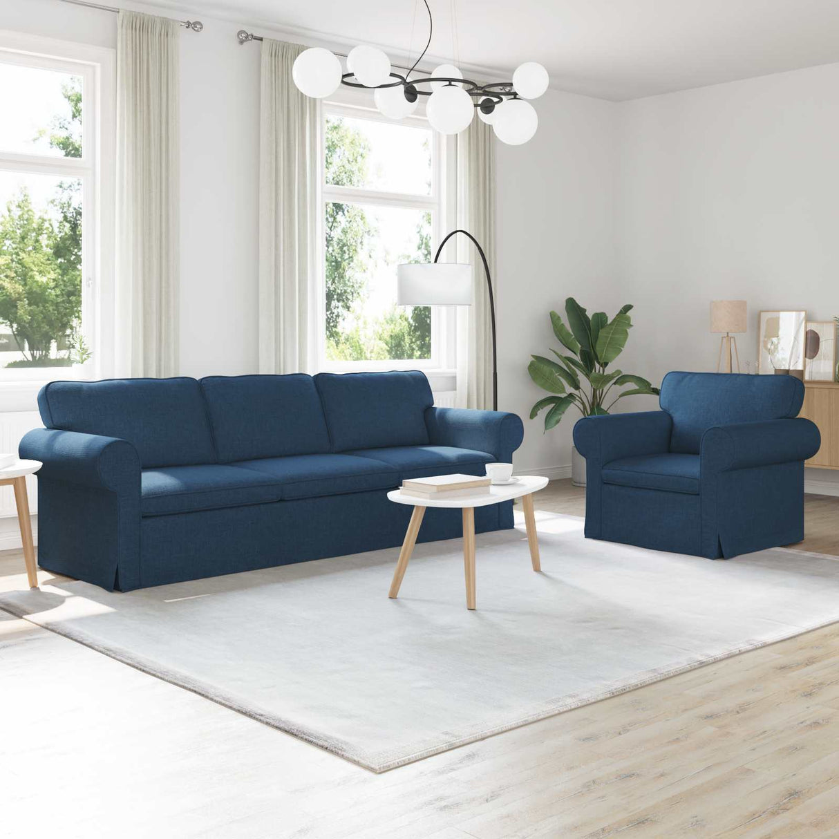 vidaXL Sofa 2 pcs Light Grey 155 x 82 x 80 cm Fabric