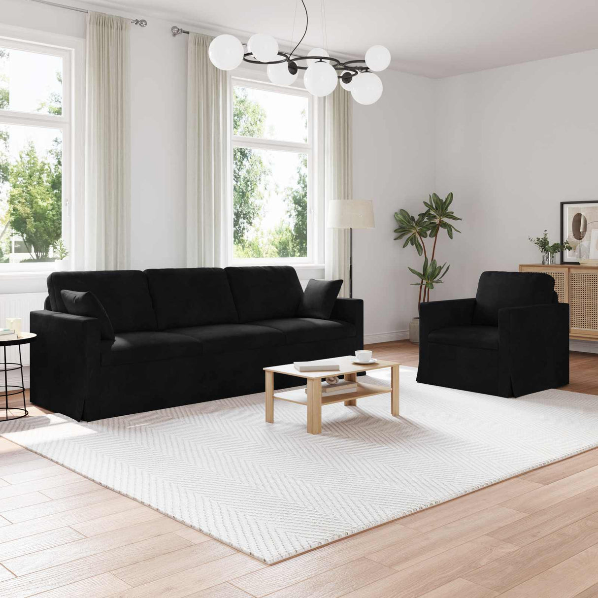 vidaXL Bankstel 2 pcs Lichtgrijs 138 x 78 x 80 cm Fluweel