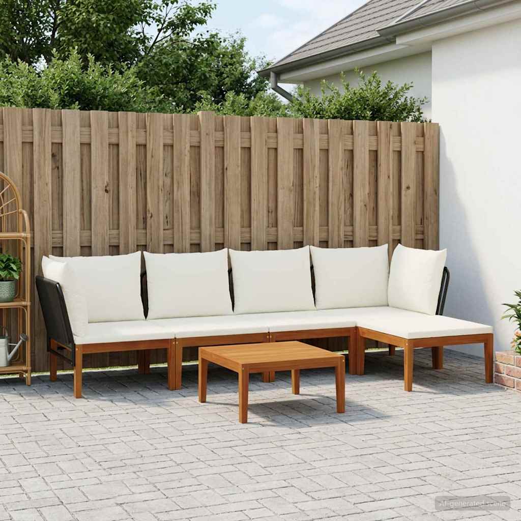 vidaXL 6 pcs Massief acaciahout & touw Naturel