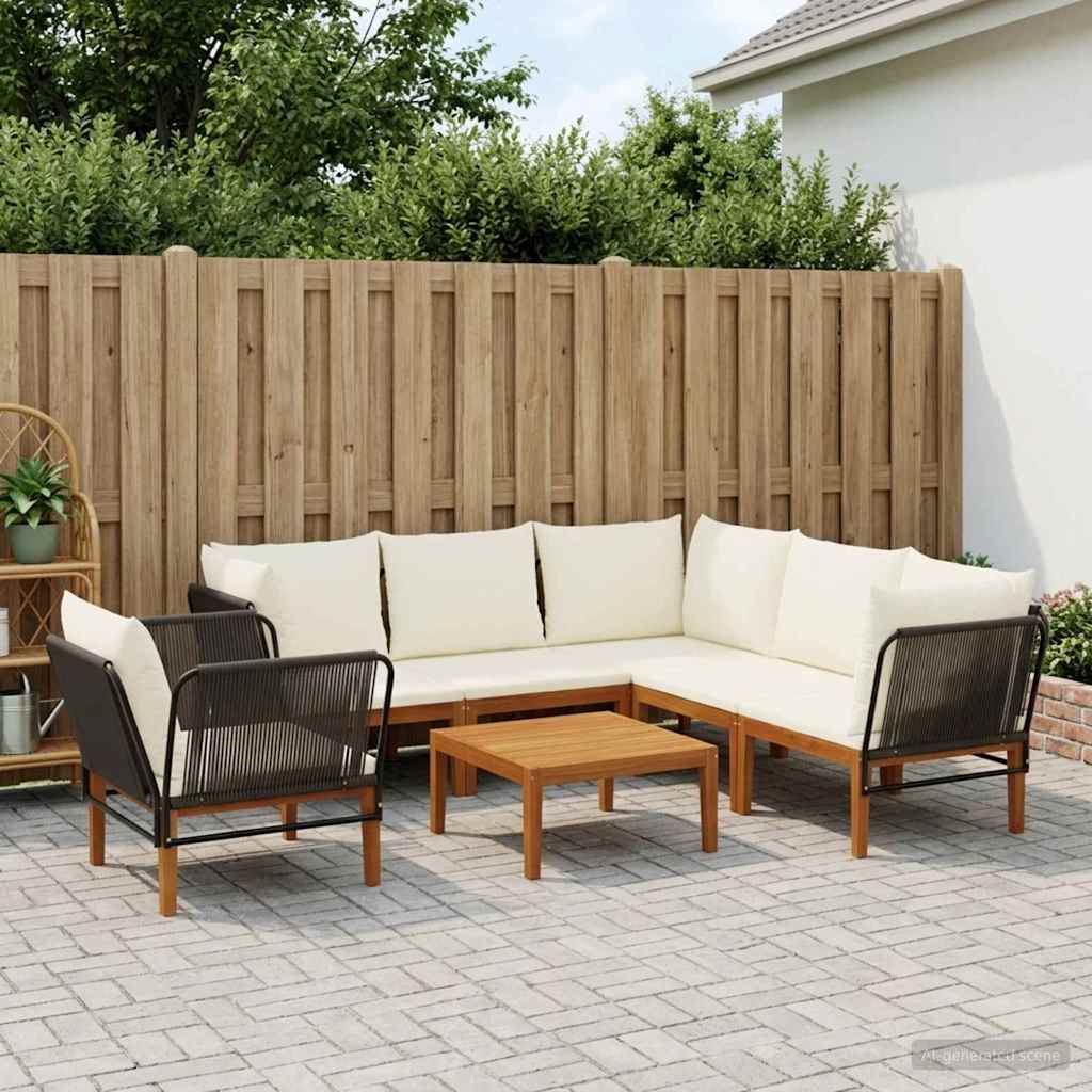 vidaXL 6 pcs Massief acaciahout & touw Naturel