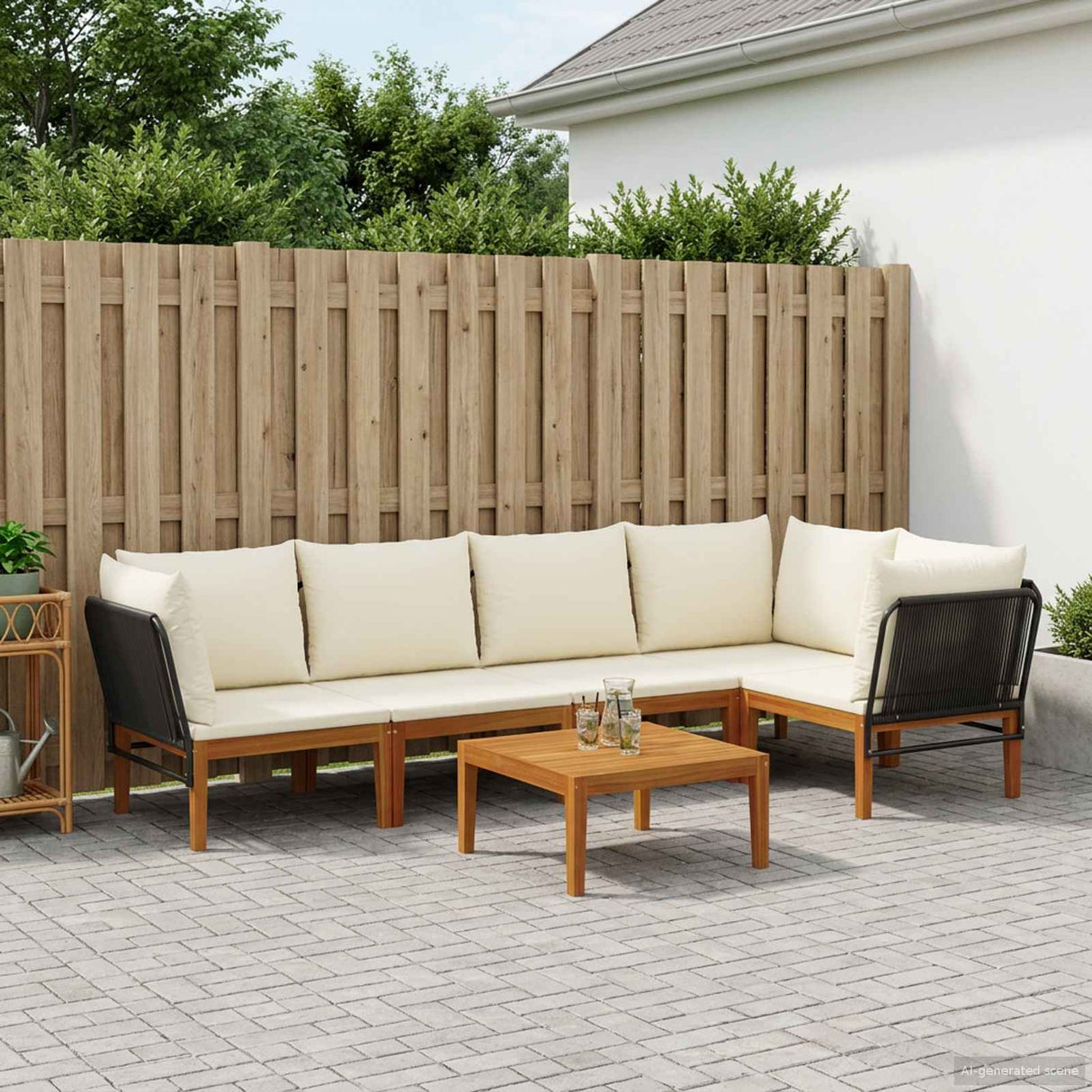 vidaXL 6 pcs Massief acaciahout & touw Naturel