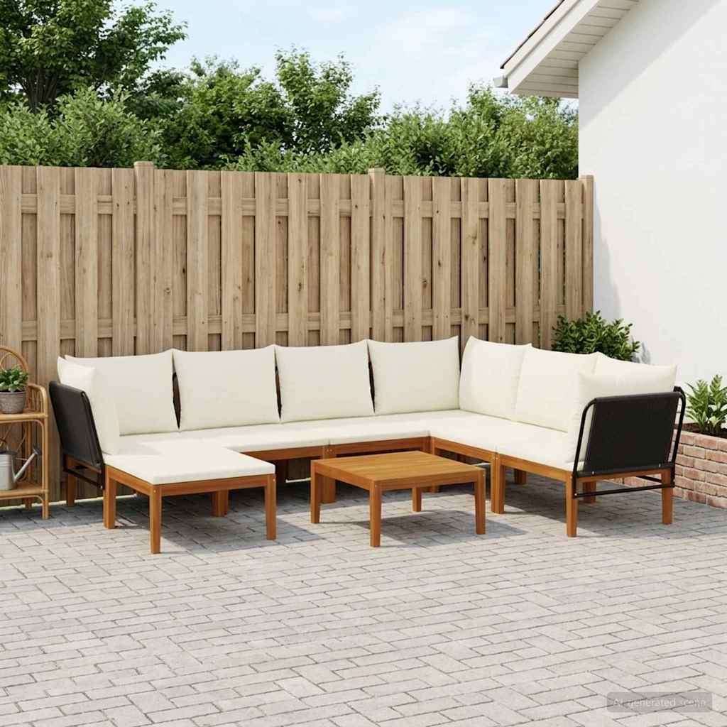 vidaXL 6 pcs Massief acaciahout & touw Naturel
