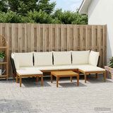 vidaXL 6 pcs Massief acaciahout & touw Naturel