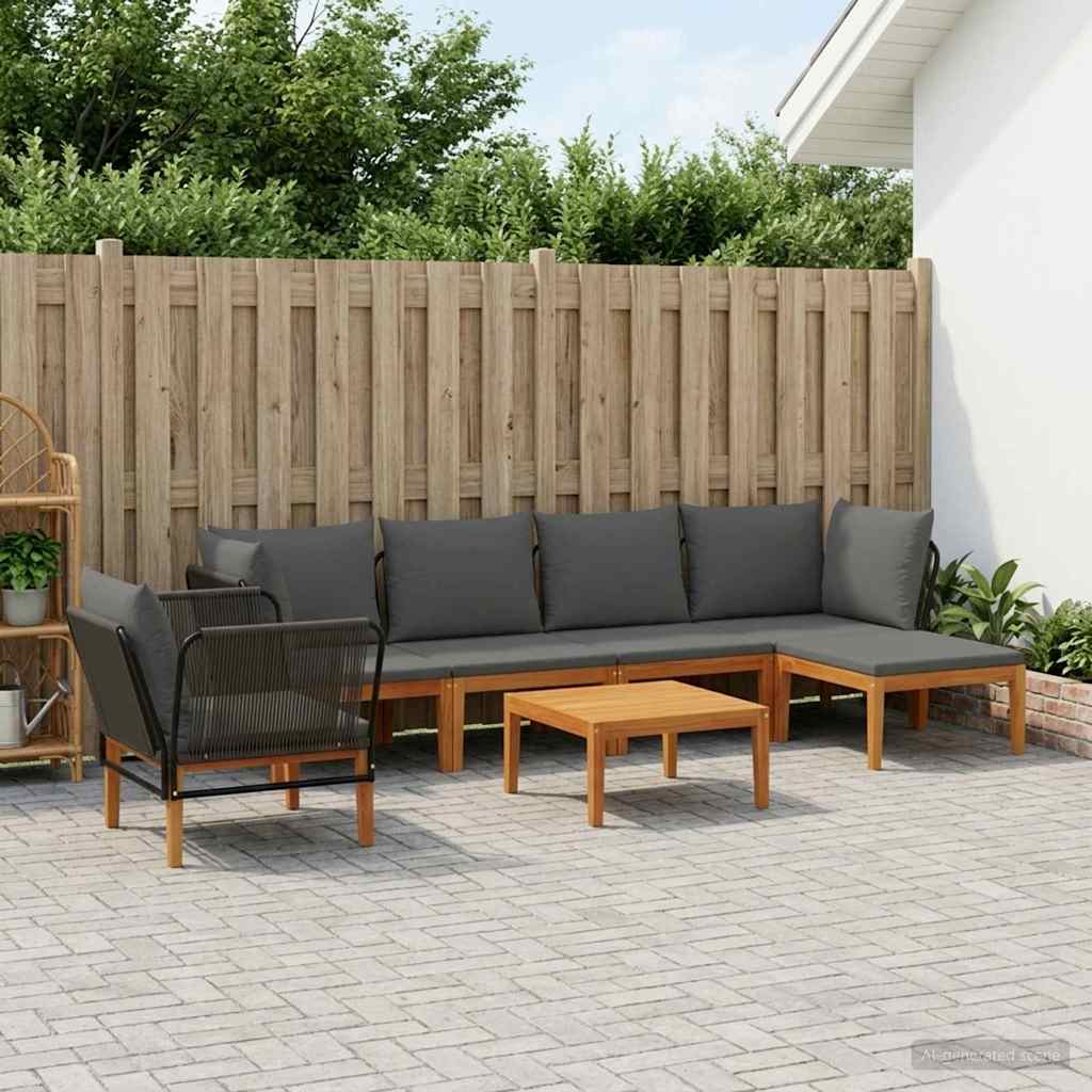 vidaXL 6 pcs Massief acaciahout & touw Naturel