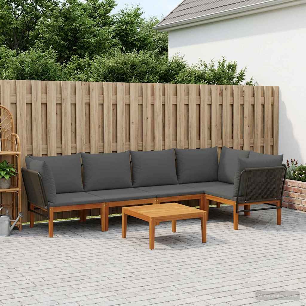 vidaXL 6 pcs Massief acaciahout & touw Naturel