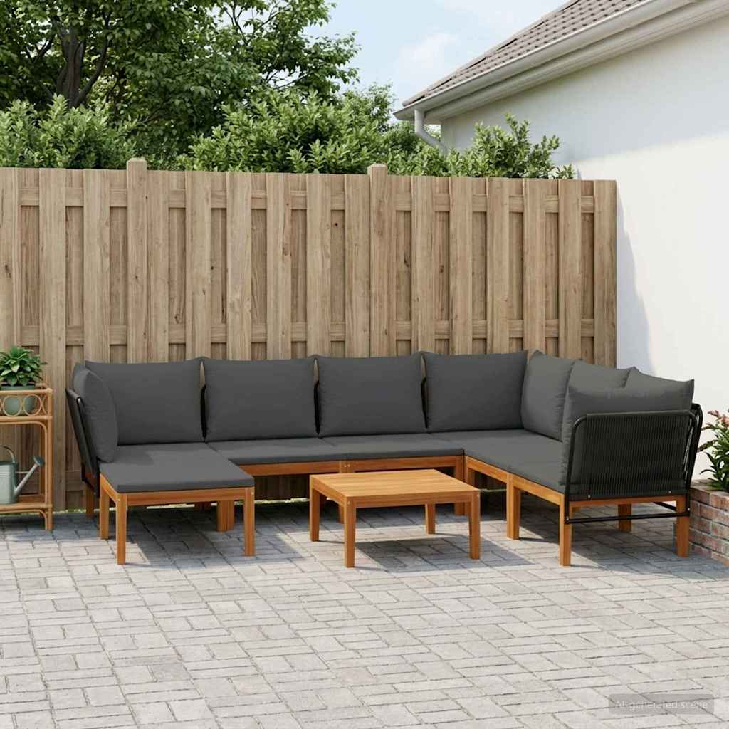 vidaXL 6 pcs Massief acaciahout & touw Naturel