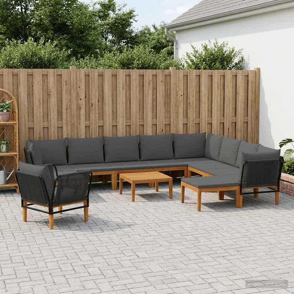 vidaXL 6 pcs Massief acaciahout & touw Naturel
