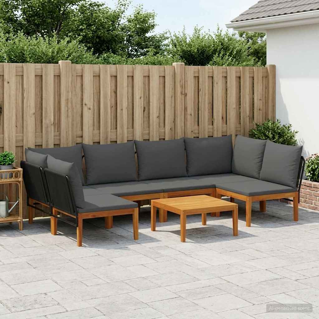 vidaXL 6 pcs Massief acaciahout & touw Naturel