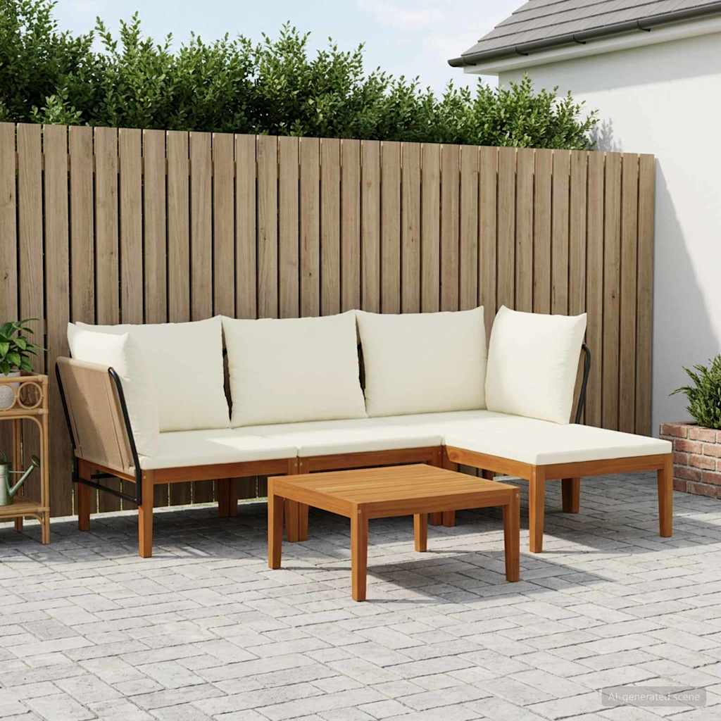 vidaXL 6 pcs Massief acaciahout & touw Naturel