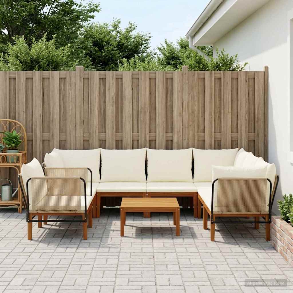 vidaXL 6 pcs Massief acaciahout & touw Naturel