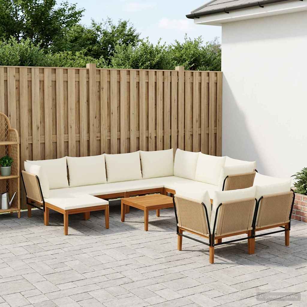 vidaXL 6 pcs Massief acaciahout & touw Naturel