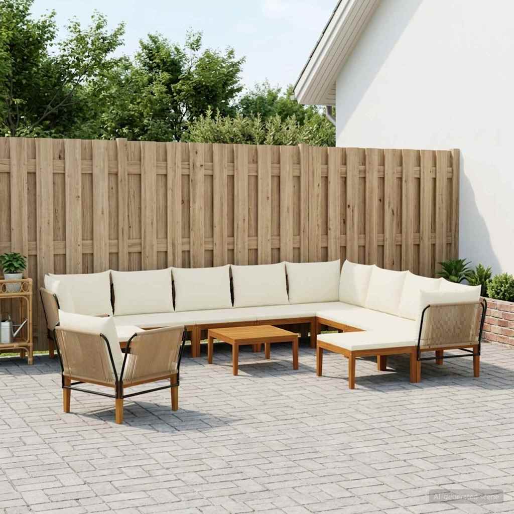 vidaXL 6 pcs Massief acaciahout & touw Naturel