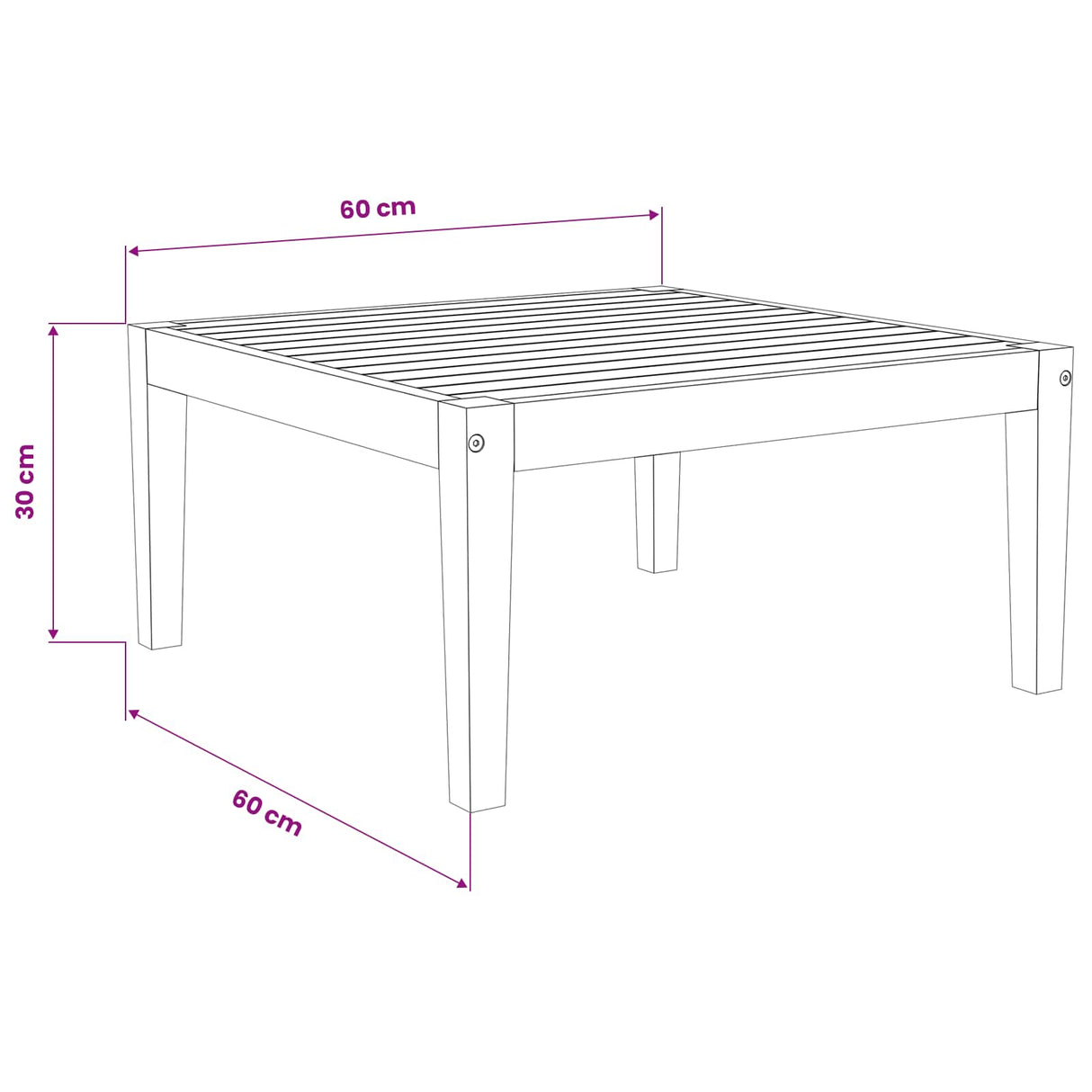 vidaXL Coffee Table Solid Acacia Wood Natural 60 x 60 x 30 cm