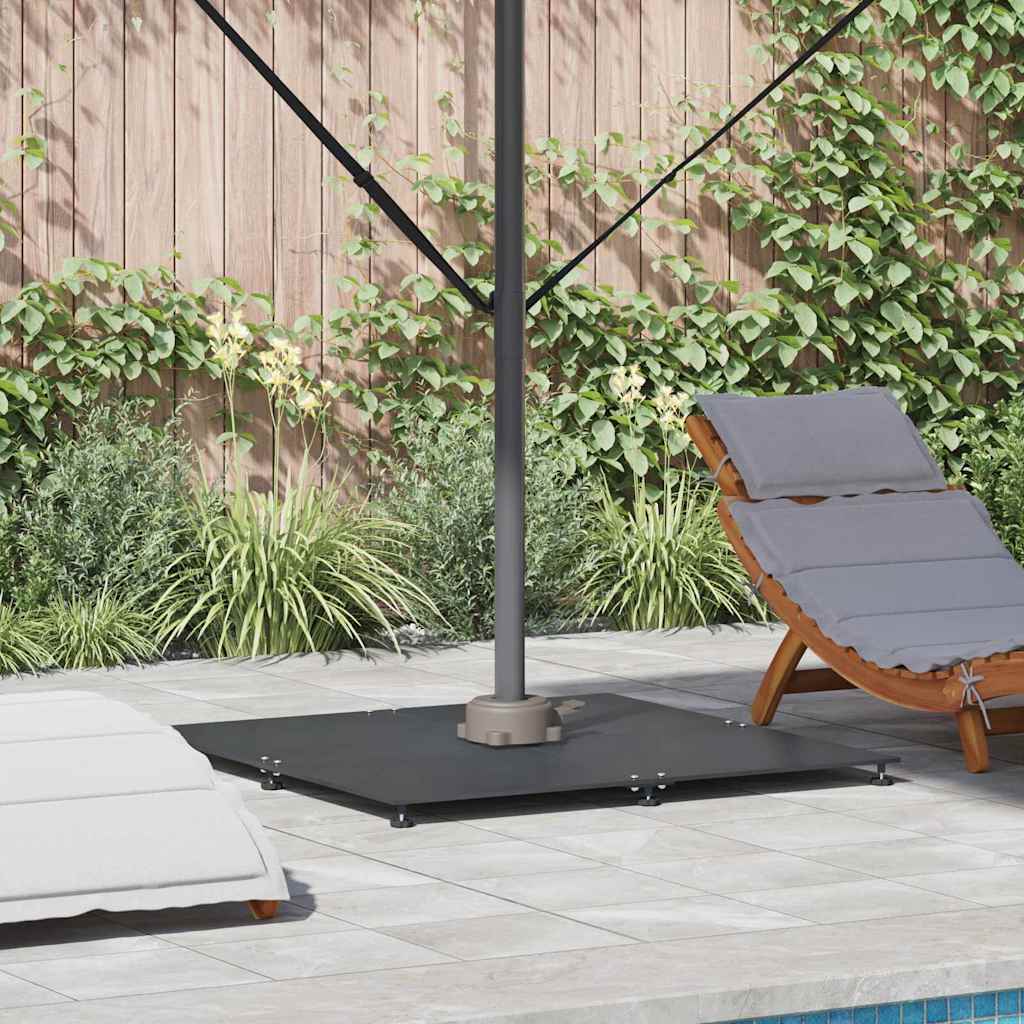 vidaXL Parasol Base Dark Grey Wood Look 100 x 100 x 4 cm Steel