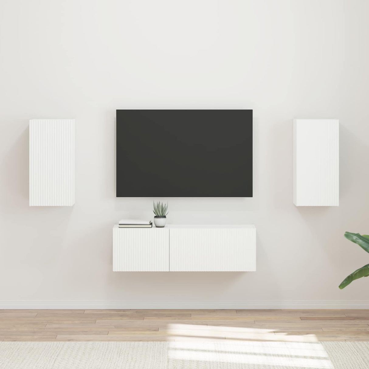 vidaXL Tv Wandkast Set Wandgemonteerd 4 pcs Wit Bewerkt hout