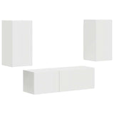 vidaXL Tv Wandkast Set Wandgemonteerd 4 pcs Wit Bewerkt hout