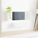 vidaXL Tv Wandkast Set Wandgemonteerd 4 pcs Wit Bewerkt hout