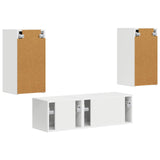 vidaXL Tv Wandkast Set Wandgemonteerd 4 pcs Wit Bewerkt hout