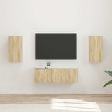 vidaXL Tv Wandkast Set Wandgemonteerd 4 pcs Wit Bewerkt hout