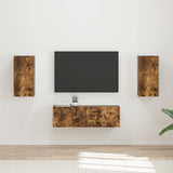 vidaXL Tv Wandkast Set Wandgemonteerd 4 pcs Wit Bewerkt hout