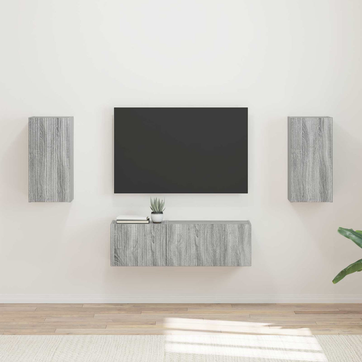 vidaXL Tv Wandkast Set Wandgemonteerd 4 pcs Wit Bewerkt hout