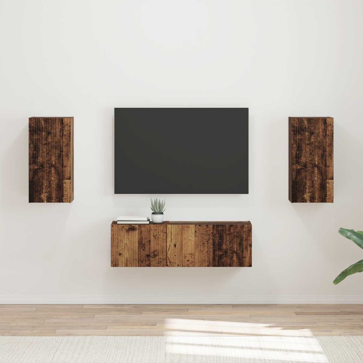 vidaXL Tv Wandkast Set Wandgemonteerd 4 pcs Wit Bewerkt hout