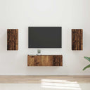 vidaXL Tv Wandkast Set Wandgemonteerd 4 pcs Wit Bewerkt hout