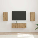 vidaXL Tv Wandkast Set Wandgemonteerd 4 pcs Wit Bewerkt hout