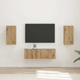 vidaXL Tv Wandkast Set Wandgemonteerd 4 pcs Wit Bewerkt hout