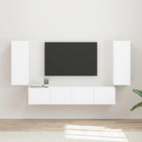 vidaXL TV Wall Cabinet Set Wall Mounted 4 pcs White Engineered Wood