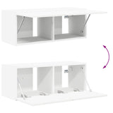 vidaXL TV Wall Cabinet Set Wall Mounted 4 pcs White Engineered Wood