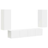 vidaXL TV Wall Cabinet Set Wall Mounted 4 pcs White Engineered Wood