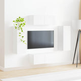 vidaXL TV Wall Cabinet Set Wall Mounted 4 pcs White Engineered Wood