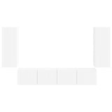 vidaXL TV Wall Cabinet Set Wall Mounted 4 pcs White Engineered Wood