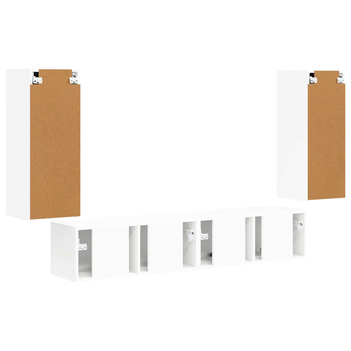 vidaXL TV Wall Cabinet Set Wall Mounted 4 pcs White Engineered Wood